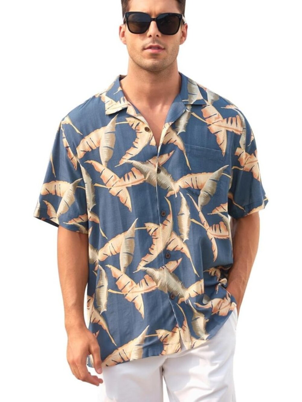 Men's Tropical Silk Hawaiian Shirt - Short Sleeve, Relaxed Fit, Beach Ready